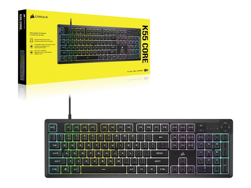 Corsair K55 CORE RGB Gaming Keyboard - Black