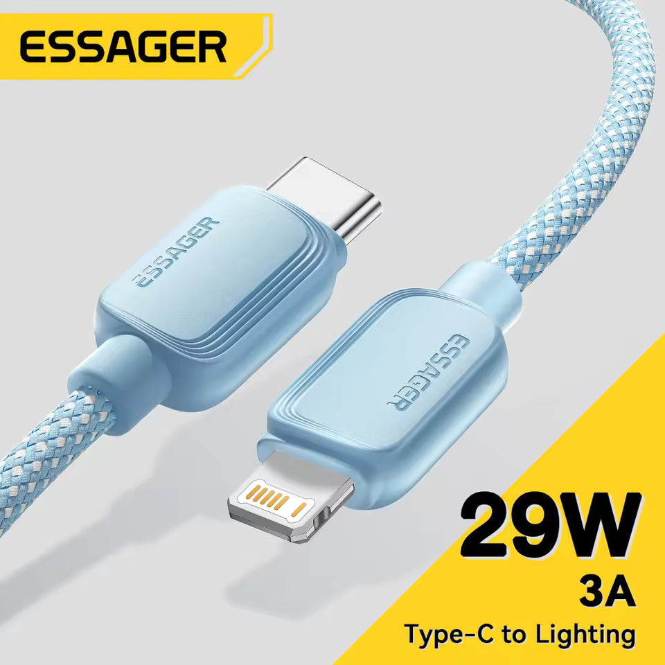 Essager USB Type C Cable For iPhone PD 20W Fast Charger USB C To Lightning 29W Wire Cord