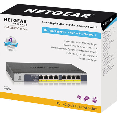 Netgear 8-Port Gigabit Ethernet PoE+ Unmanaged Switch