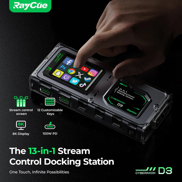 CyberAxon D3 13-in-1 Stream Control Dock (Triple Display, Touchscreen)-9
