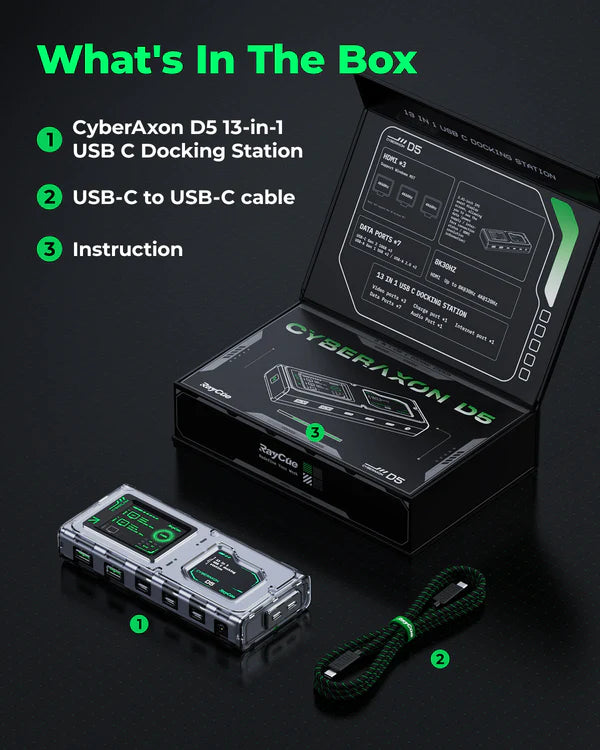 CyberAxon D3 13-in-1 Stream Control Dock (Triple Display, Touchscreen)-5