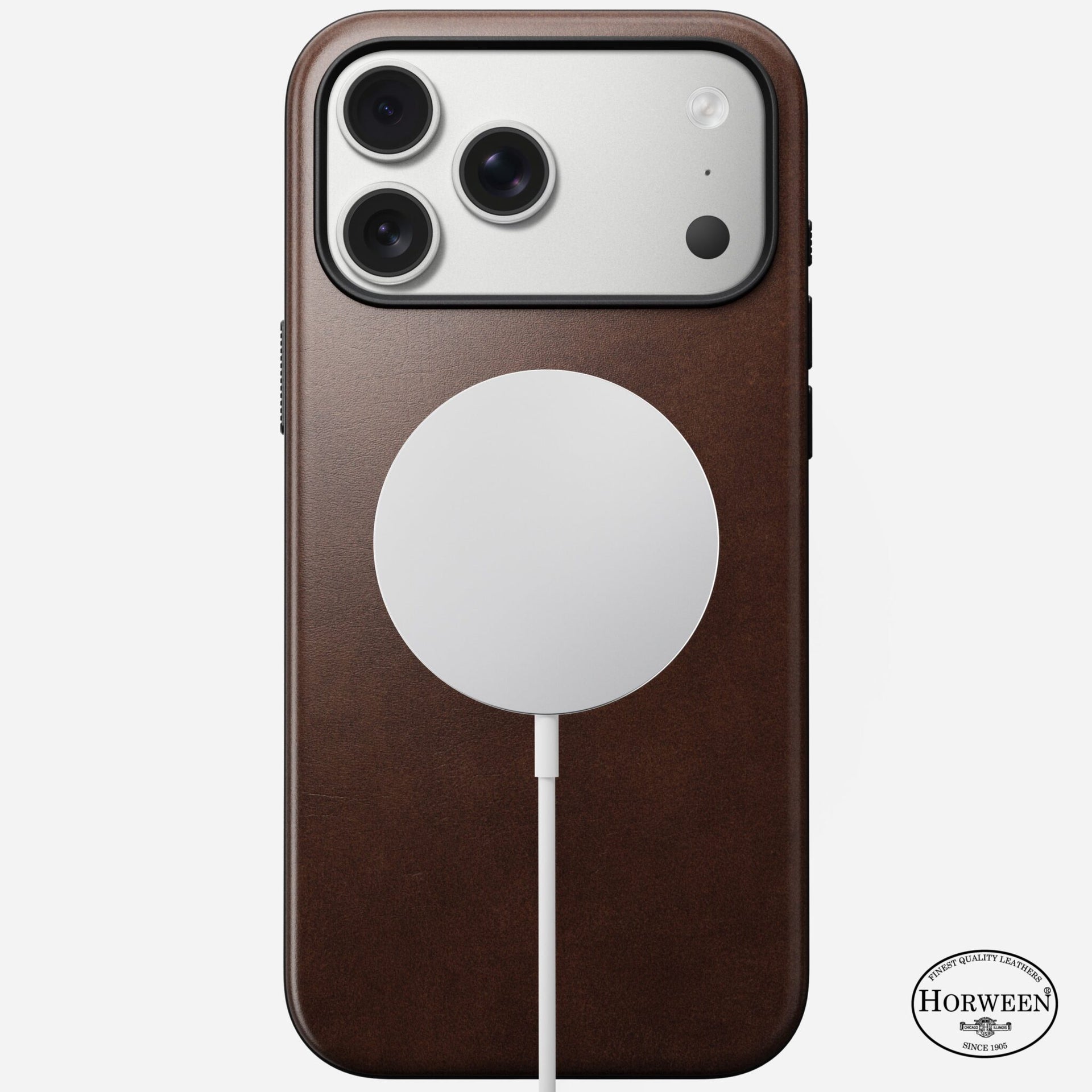 Nomad Modern Leather Case — Horween® Edition Rustic Brown for iPhone 17 Pro Max