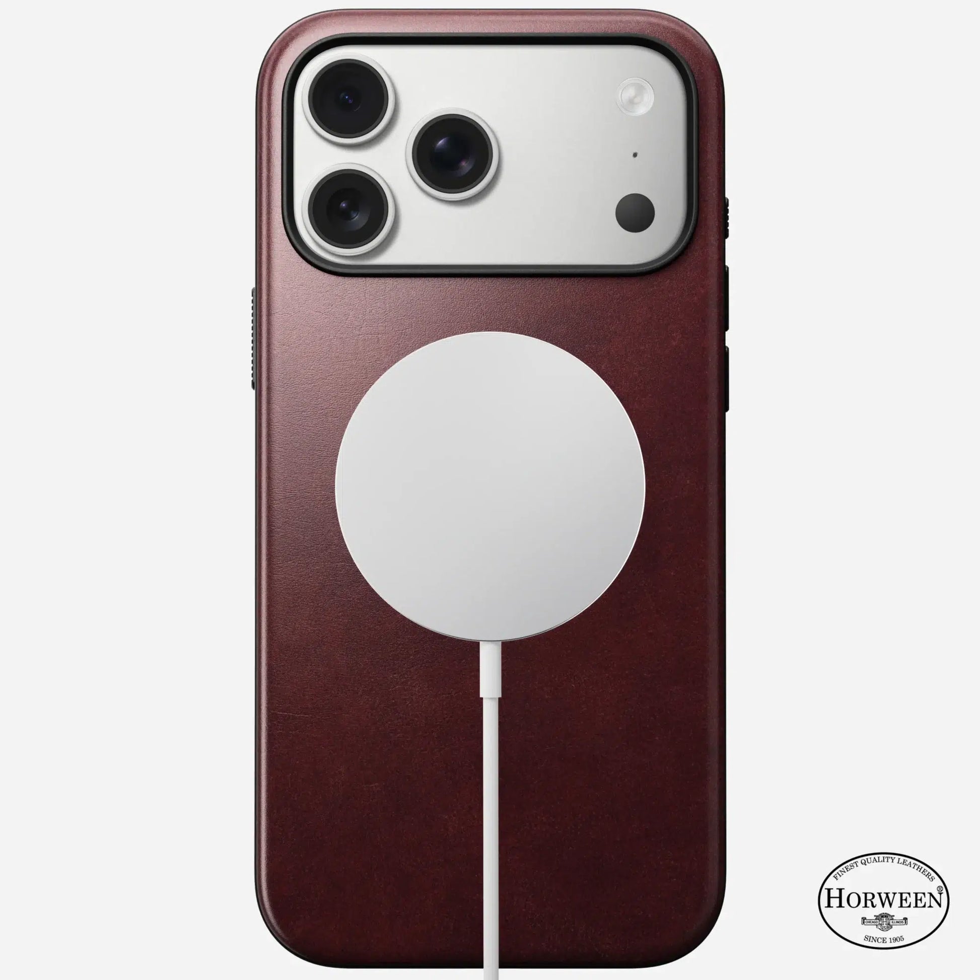Nomad Modern Leather Case — Horween® Edition Burgundy Chromexcel for iPhone 17 Pro Max
