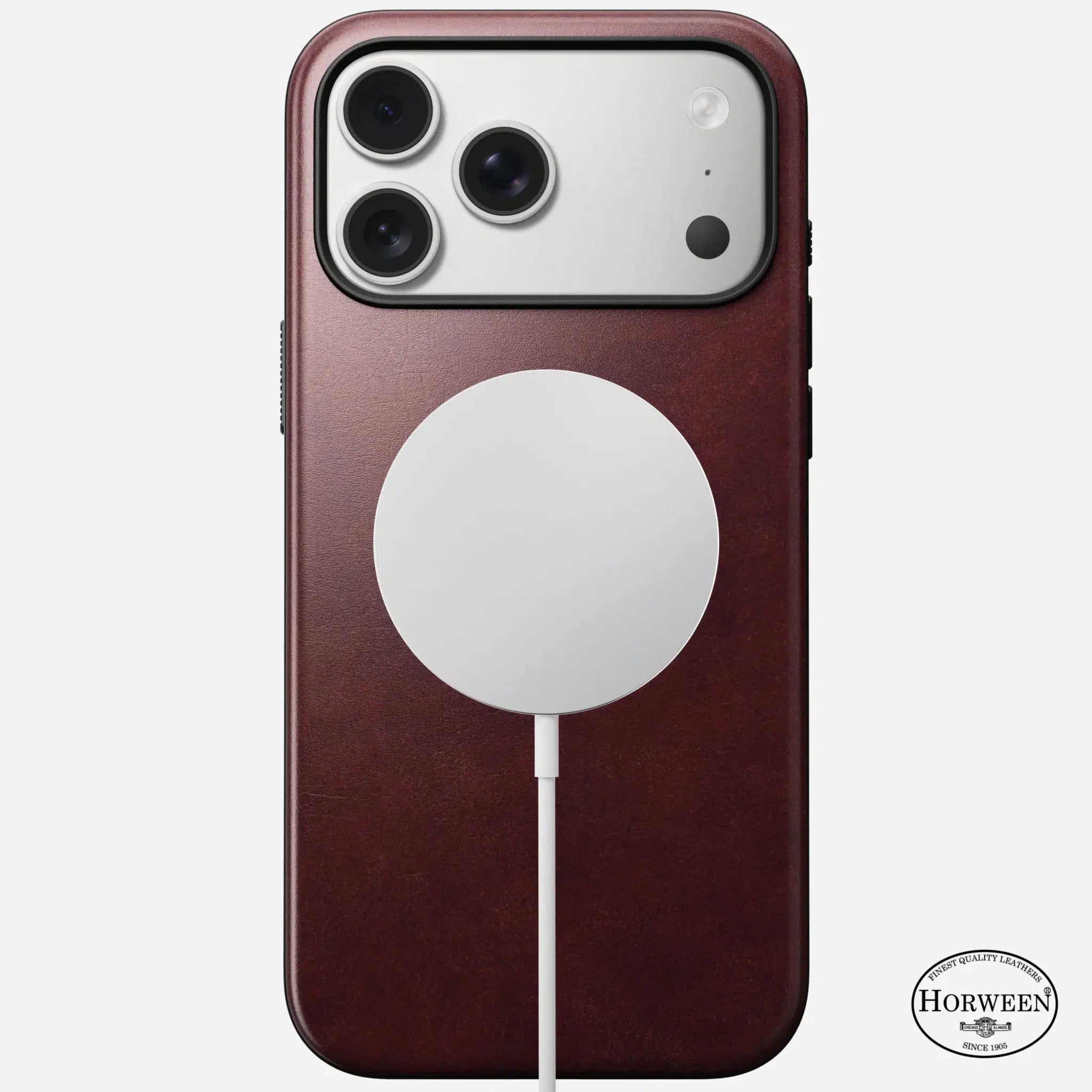 Nomad Modern Leather Case — Horween® Edition Burgundy Chromexcel for iPhone 17 Pro Max