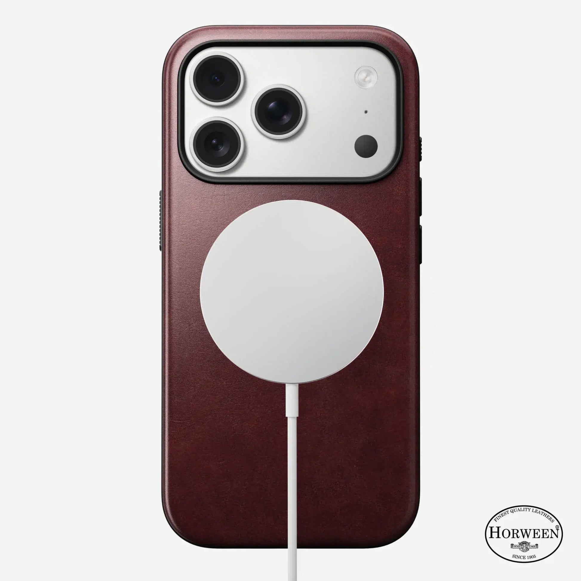 Nomad Modern Leather Case — Horween® Edition Burgundy Chromexcel for iPhone 17 Pro