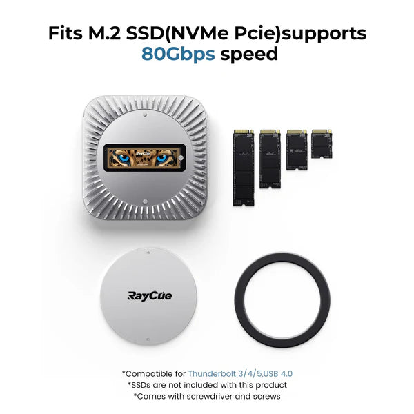 RayCue Mac Mini Hub & Stand with NVMe SSD Enclosure (US Plug)-11