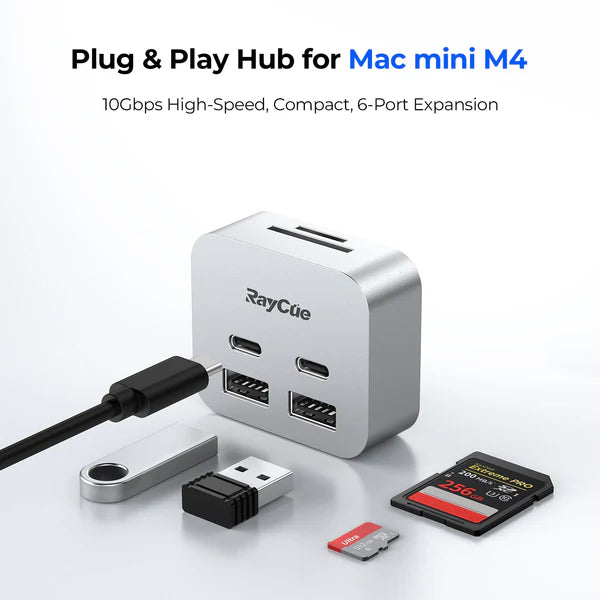 RayCue MiniPack Expansion Dock for Mac Mini M4 / Mac Studio (US Plug)