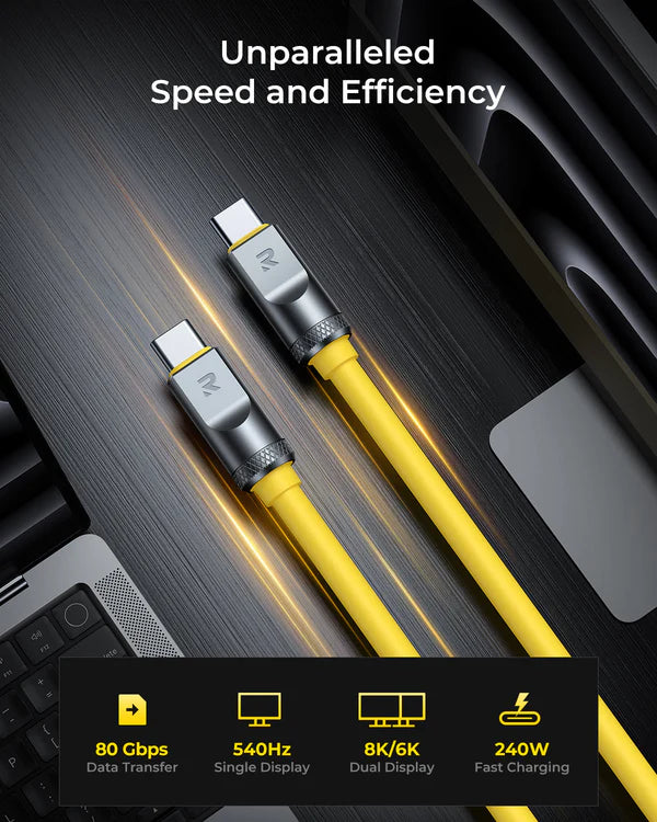 RayCue Next-Gen 80Gbps USB-C Cable (1m) – 8K Display & Ultra-Fast Data