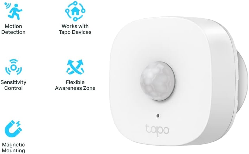 Tapo Smart Motion Sensor, Wide Range Detection, Motion-Activated Light, Energy Saving, Instant Alerts & App Notification, Battery-Powered (Tapo T100） | AU Version |