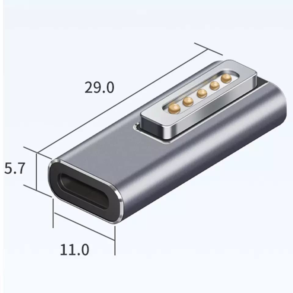 Magnetic USB C Female to Mag-Safe 2 T Tip Male Adapter