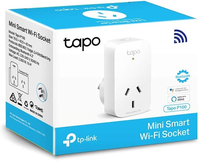 TP-Link Tapo Mini Smart Wi-Fi Socket, Smart Home Safety Protection, Remote & Voice Control, Schedule & Timer, Away Mode, Easy Setup (Tapo P100(1-pack))