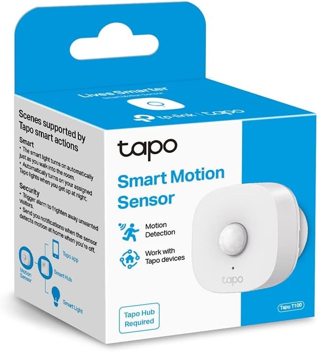 Tapo Smart Motion Sensor, Wide Range Detection, Motion-Activated Light, Energy Saving, Instant Alerts & App Notification, Battery-Powered (Tapo T100） | AU Version |