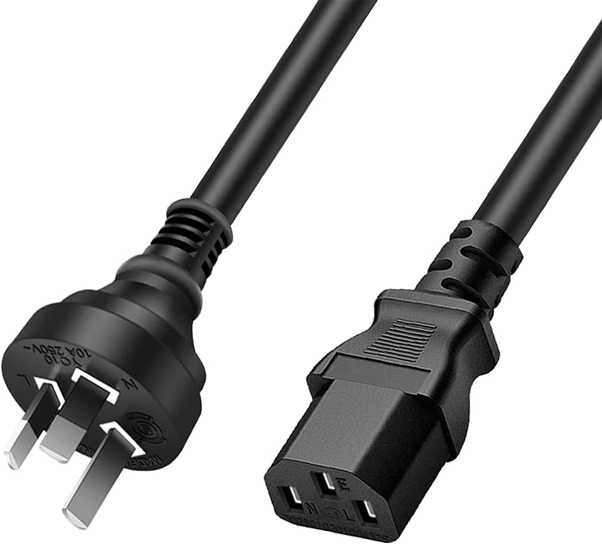 3 Prong Australia Plug 18AWG Power Extension Cable (IEC C13, Black)-7