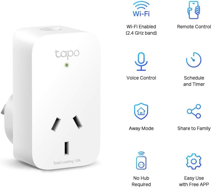 TP-Link Tapo Mini Smart Wi-Fi Socket, Smart Home Safety Protection, Remote & Voice Control, Schedule & Timer, Away Mode, Easy Setup (Tapo P100(1-pack))