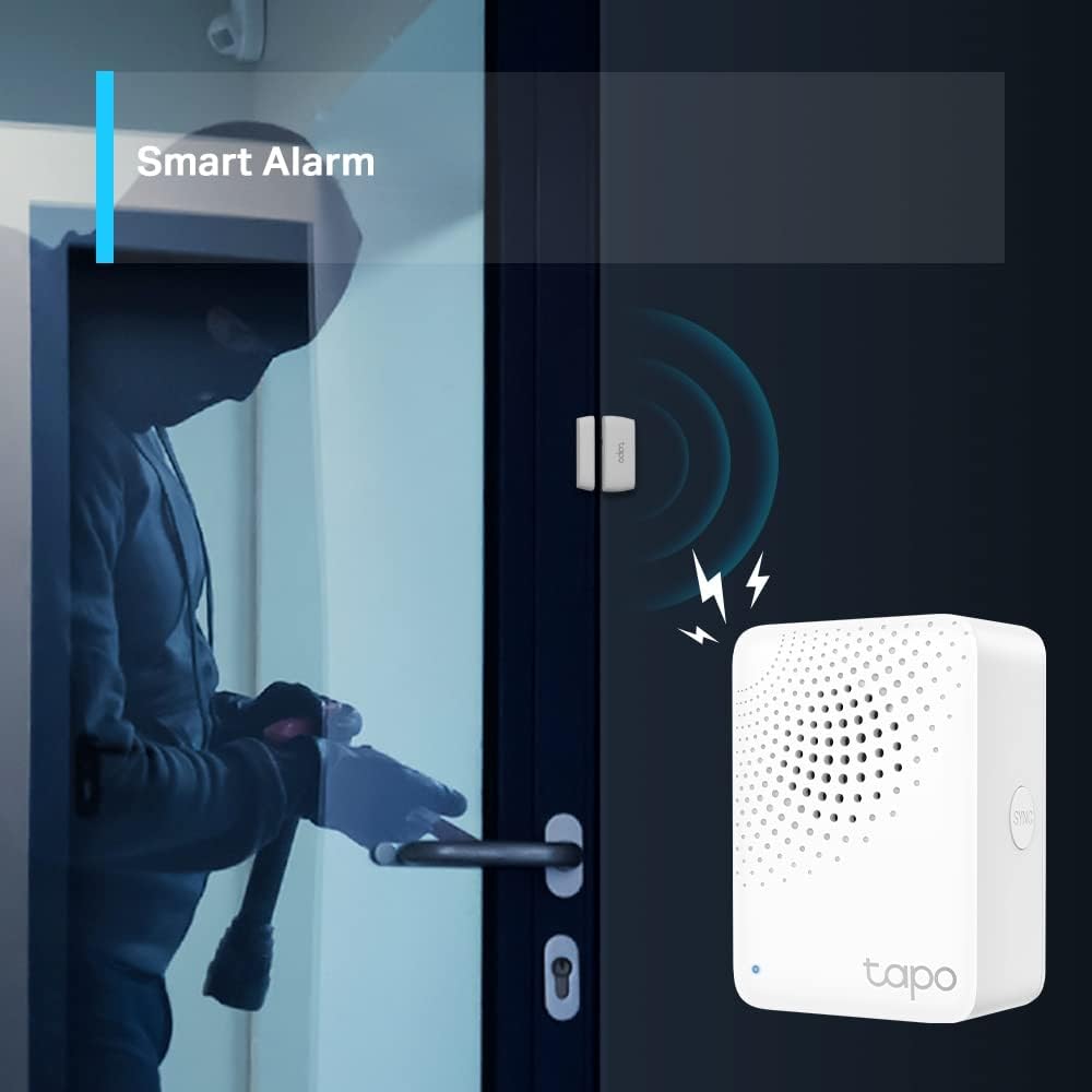TP-Link Tapo Smart IoT Hub with Chime, Smart Home Security System, Low-Power Wireless, Long Range Connections, Smart Alarm & Doorbell, Up to 64 Devices, 19 Ringtones, Plug & Play (Tapo H100)