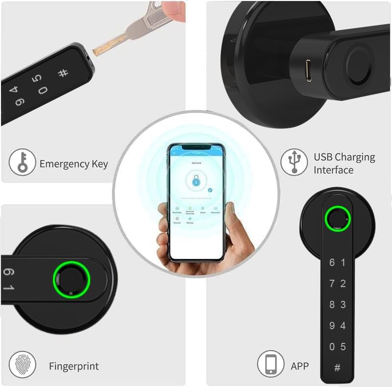 TEKXDD Smart Lock Fingerprint Door Lock, Keypad Deadbolt Lock Keyless Entry Door Lock Deadbolt, Front Door Lock with Key, Fingerprint Lock for Door, Biometric Electronic Door Locks with Deadbolt