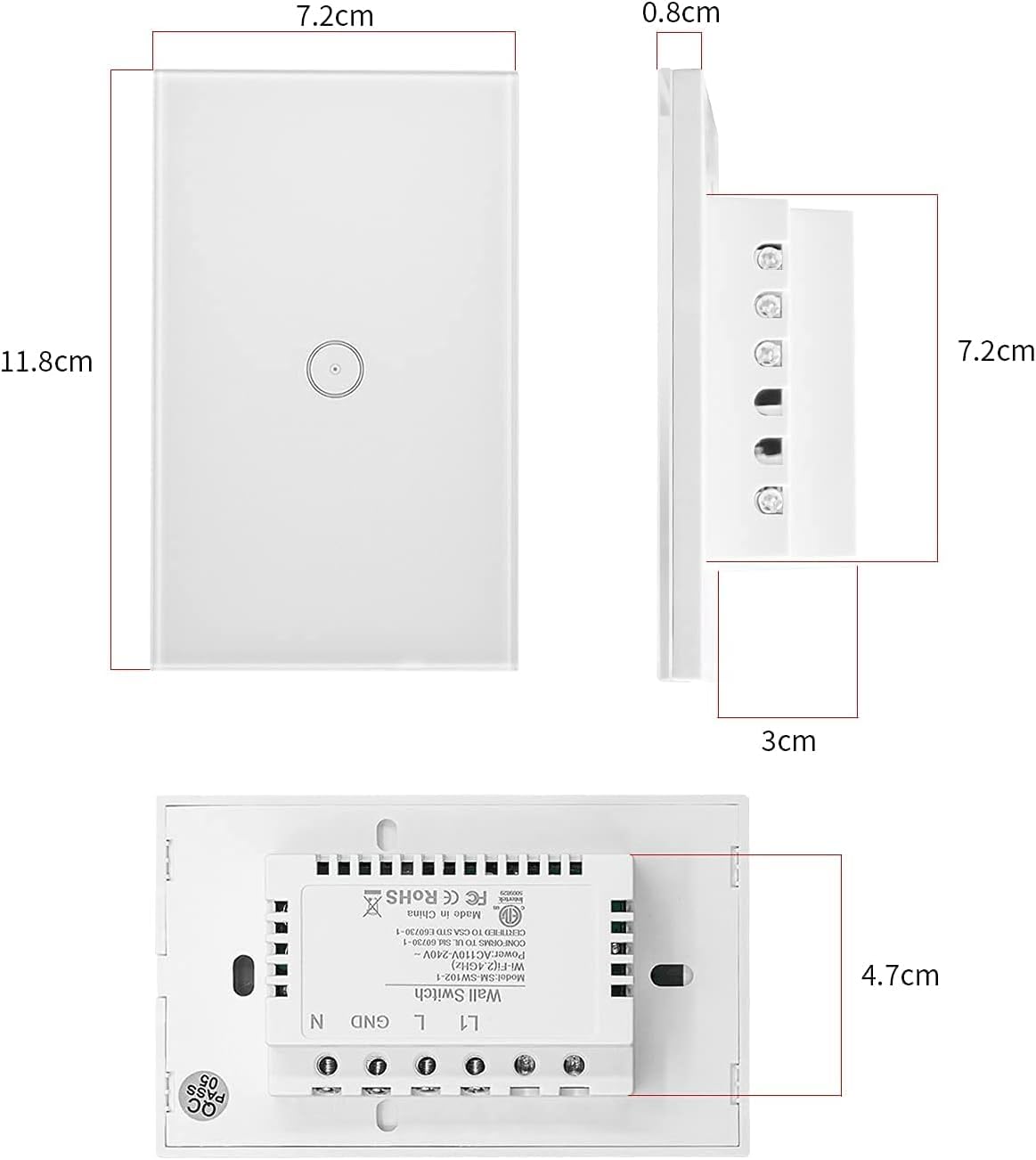 XENON Smart Light Switch, WiFi Light Switch, Touch Smart Wall Switch, WiFi Glass Panel Light Switch, Compatible with Alexa, Smart Life/Tuya Application, Remote Control (1 Way 1 Pcs)
