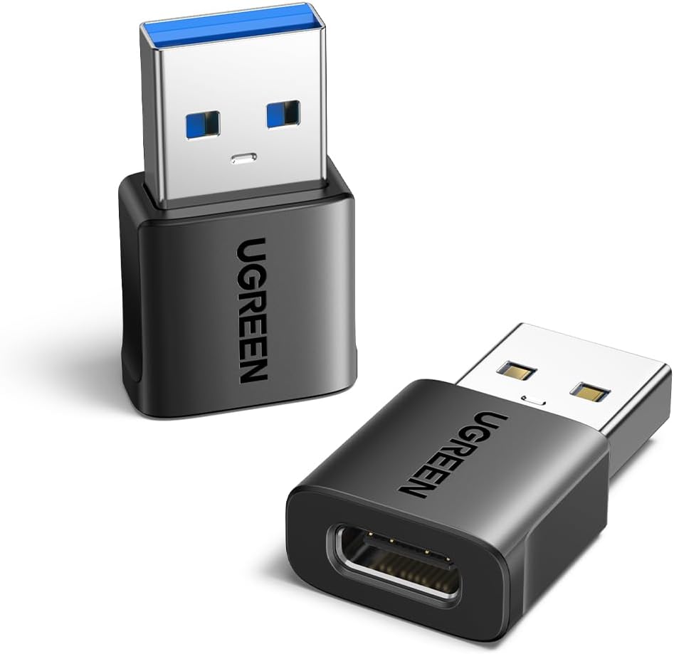 UGREEN 10Gbps USB to USB C Adapter 2 Pack, Type C Female to A Male Adaptor Fast Charge and Sync Converter Compatible with iPhone 16/15/14, Galaxy S24, Pixel 9, MacBook Air, iPad Pro(Black)