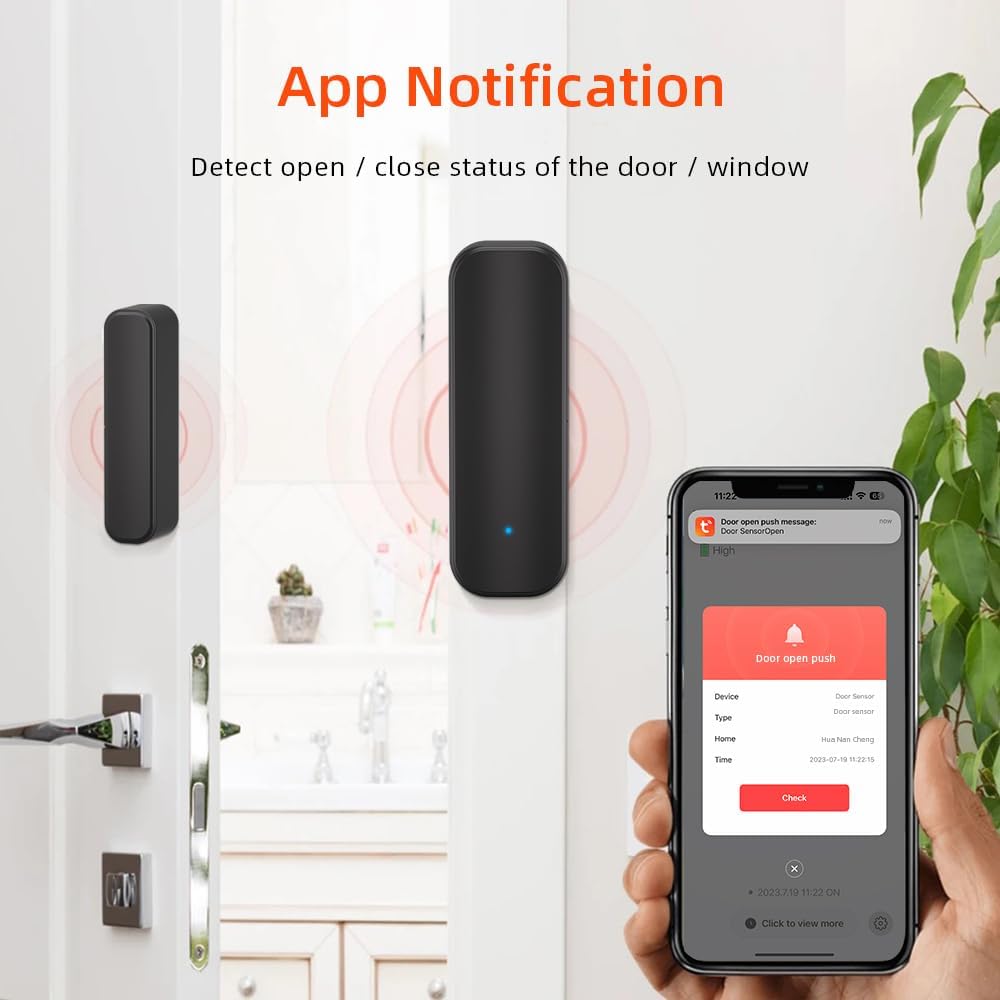 UanTii Tuya Smart Door/Window Open/Close Detector WiFi Door Contact Smart Home Security System Works with Smart Life App Woks with Alexa Works with Google Home