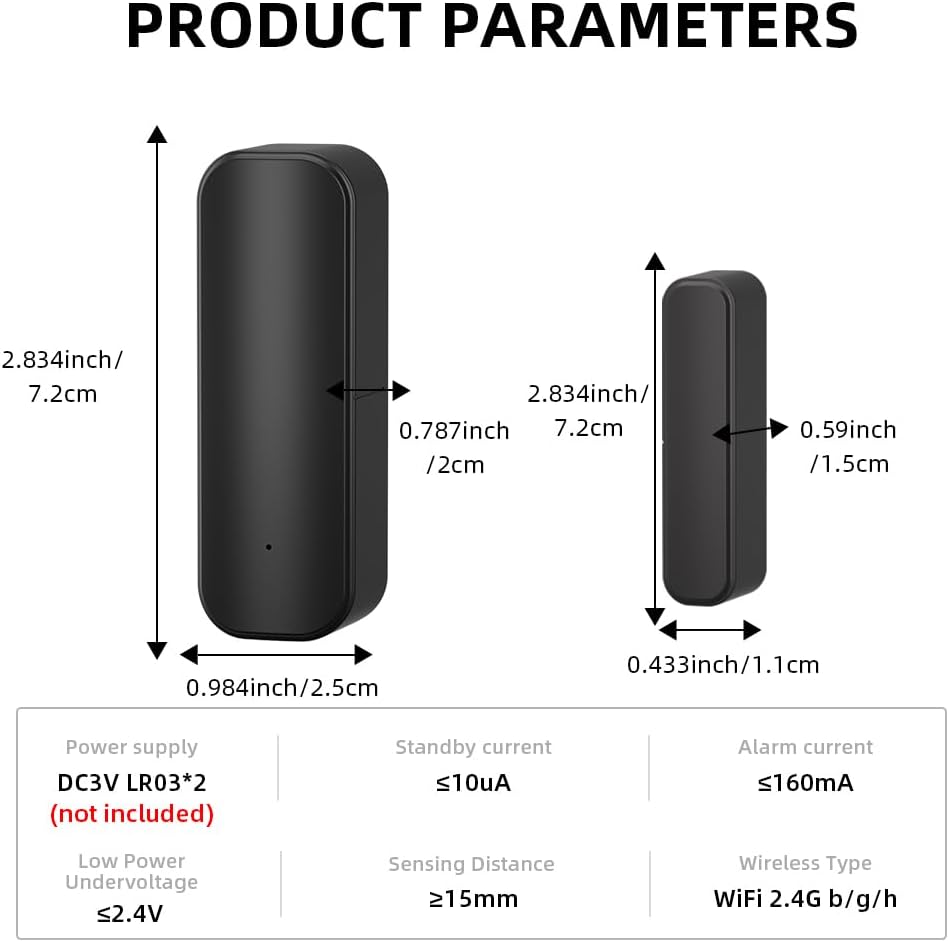UanTii Tuya Smart Door/Window Open/Close Detector WiFi Door Contact Smart Home Security System Works with Smart Life App Woks with Alexa Works with Google Home