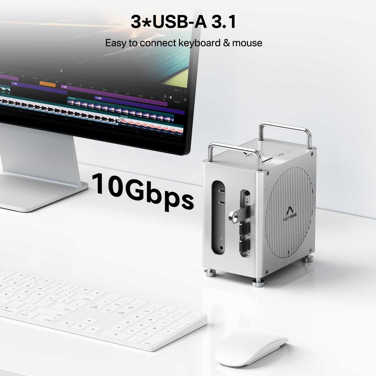 Acasis Mac mini M4 Workstation 8-in-1 Dual SSD Dock Hub (40Gbps)