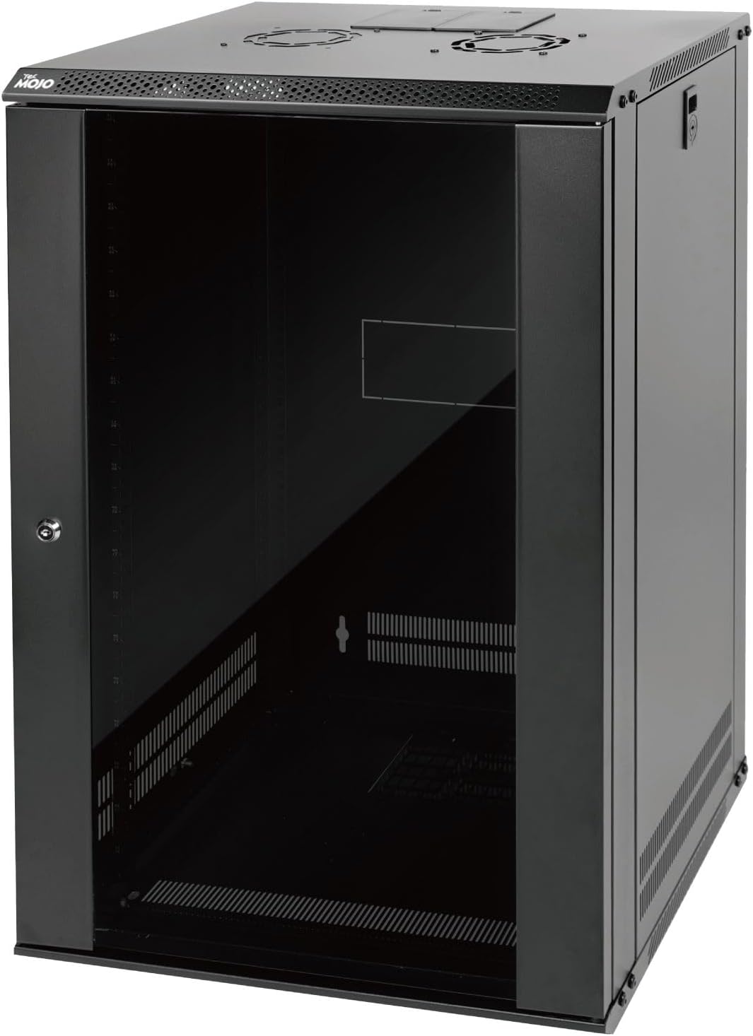Tecmojo 18U Wall Mount Network Cabinet – 450mm Deep, Lockable Glass Door, 50kg Load - Black