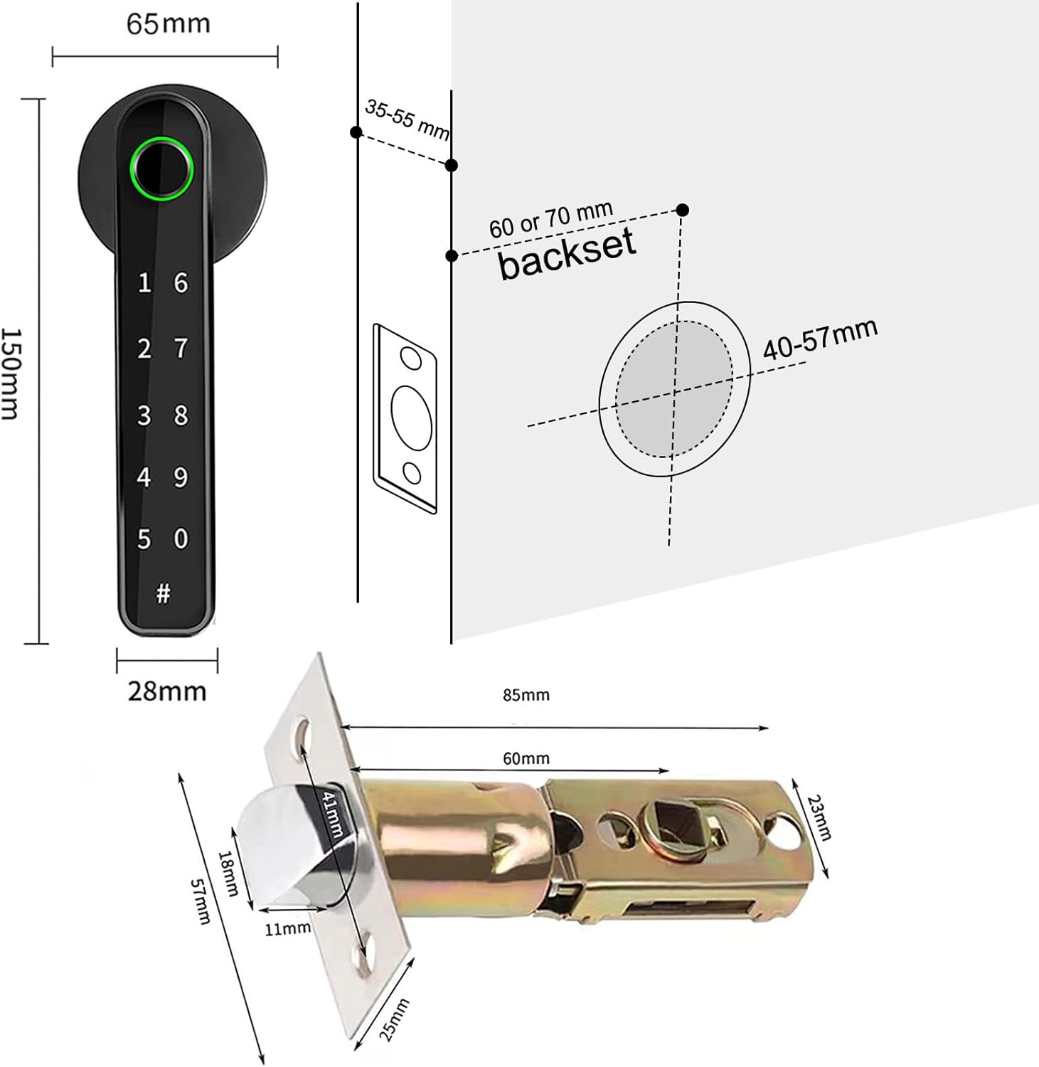 TEKXDD Smart Lock Fingerprint Door Lock, Keypad Deadbolt Lock Keyless Entry Door Lock Deadbolt, Front Door Lock with Key, Fingerprint Lock for Door, Biometric Electronic Door Locks with Deadbolt