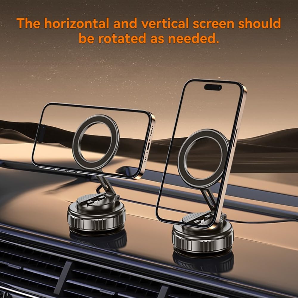 2025 Upgraded Vacuum Magnetic Car Phone Holder,360° Adjustable Foldable Strong Suction Mount,Ultra Vacuum Suction Cup for Most Smartphones/Vehicles - Car, Gym, Mirror (Gray)