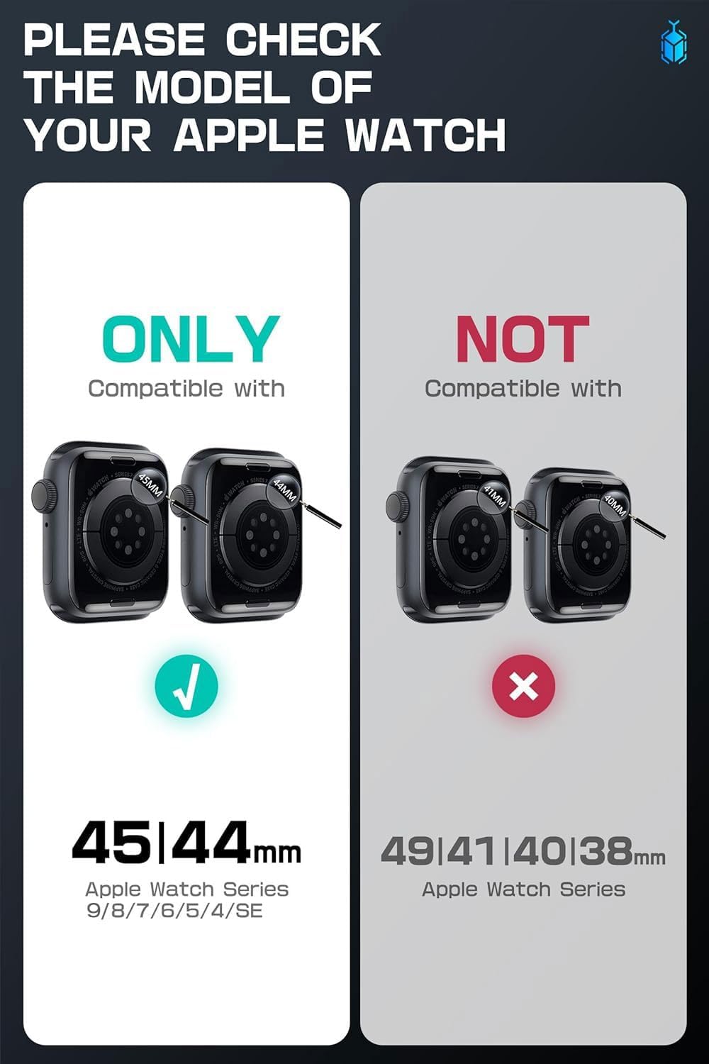SUPCASE [Unicorn Beetle Pro] Designed for Apple Watch Series 7/6/SE/5/4 [45/44mm], Rugged Protective Case with Strap Bands (Black)