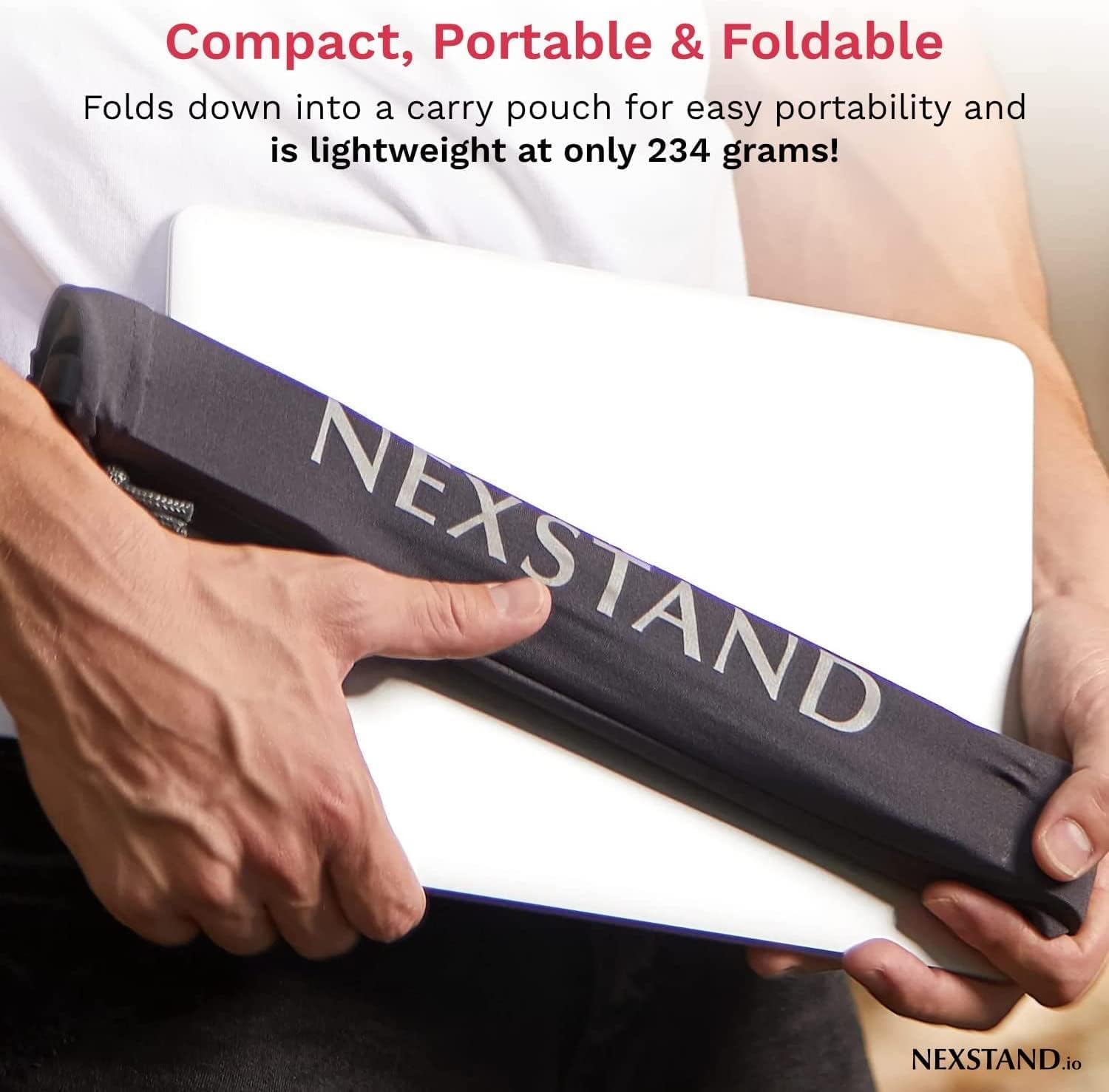 Nexstand, Travel Laptop Stand,Foldable & Adjustable Notebook Holder. 8 Height Options, Eye-Level, Ergonomic, Lightweight, Black.