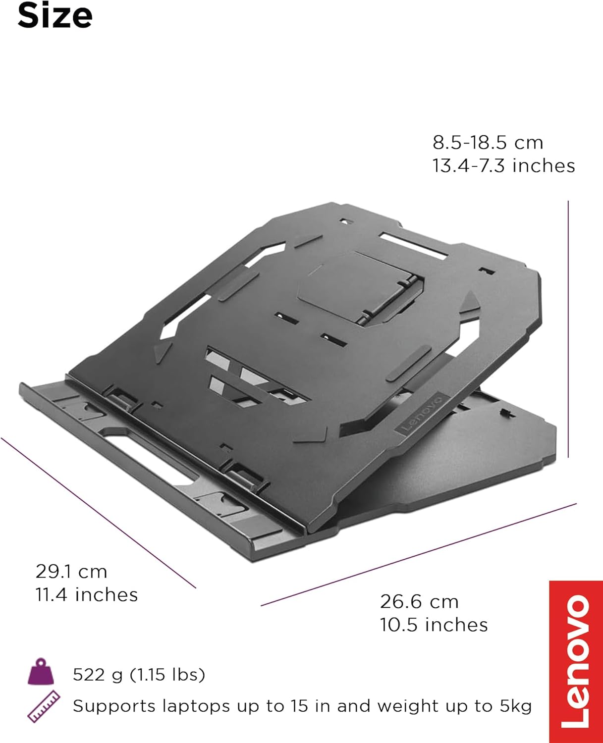 Lenovo 2-in-1 Laptop Stand - Adjustable, Portable, Foldable, Ergonomic, Non-Slip