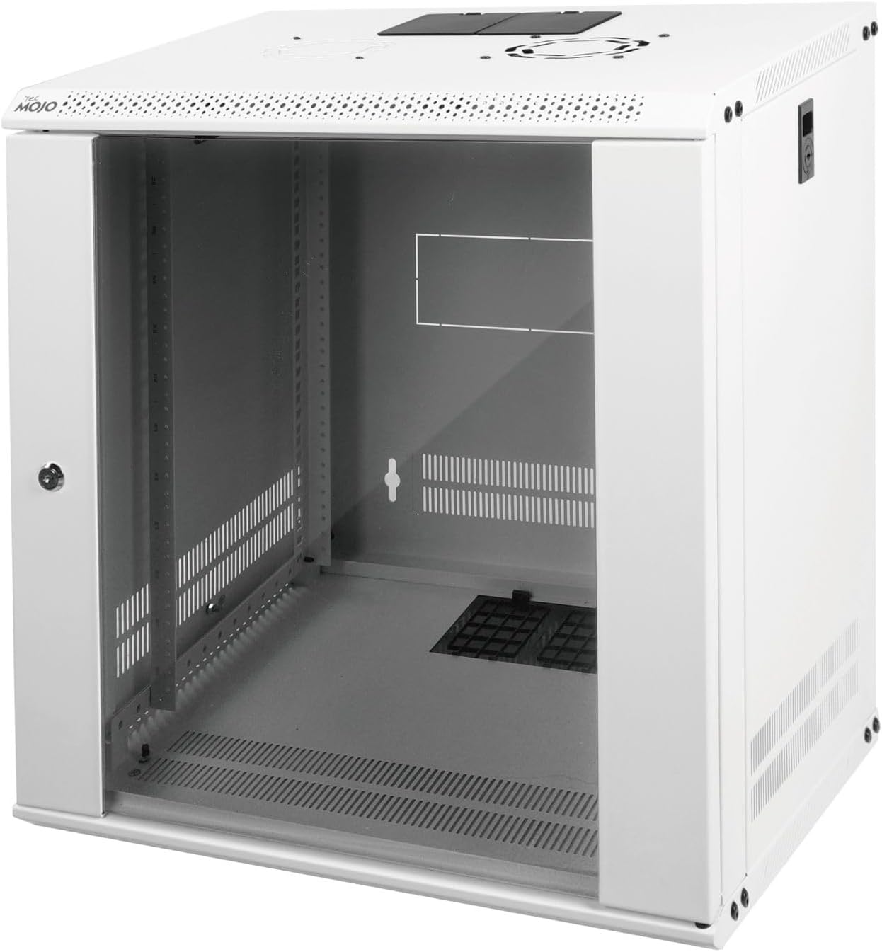Tecmojo 12RU Wall Mount Network Cabinet – 450mm Deep, Lockable Glass Door, 50kg Load - White