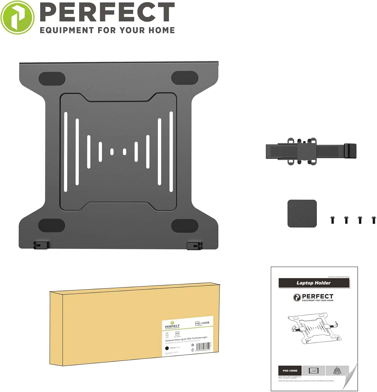 Perfect Notebook Mount for VESA Table Mounts Surface 30 cm x 22.5 cm Maximum Load 9 kg Black