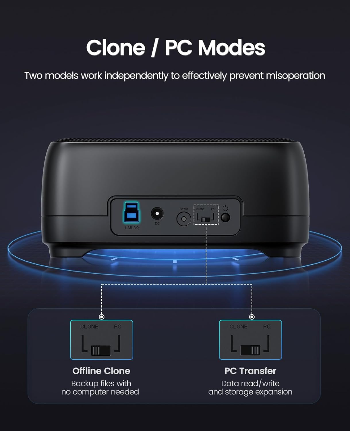 ORICO Dual Bay External Hard Drive Docking Station with Offline Clone (DD28U3-C)