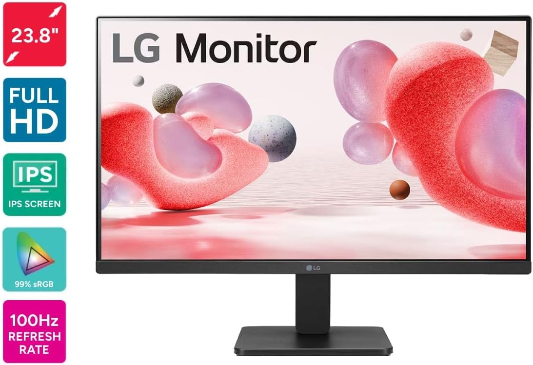 LG 24MR400-B, 24 inch IPS Full HD Monitor with AMD FreeSync, 100Hz Refresh Rate, Reader Mode, OnScreen Control, HDMI, Black