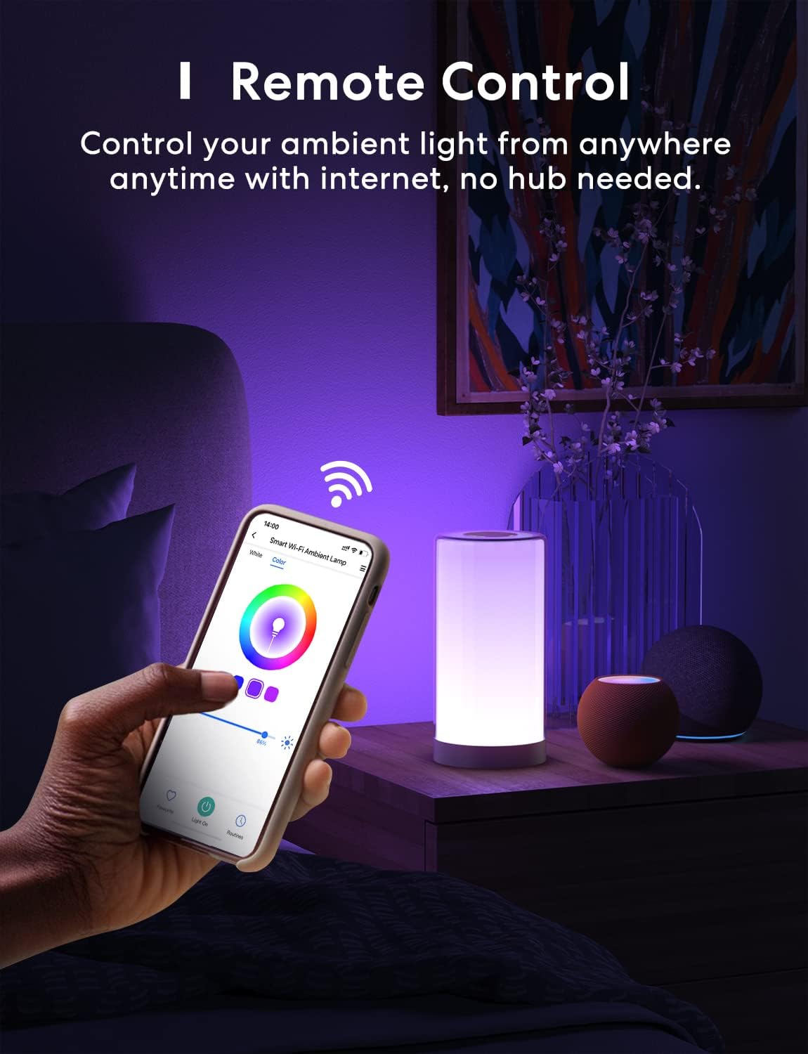 meross Smart Bedside Lamp Dimmable WiFi Table Lamp Night Light, Compatible with HomeKit (iOS13+), Alexa, Google Assistant and SmartThings, Tunable White and Multi-Color, Voice Control, Timer