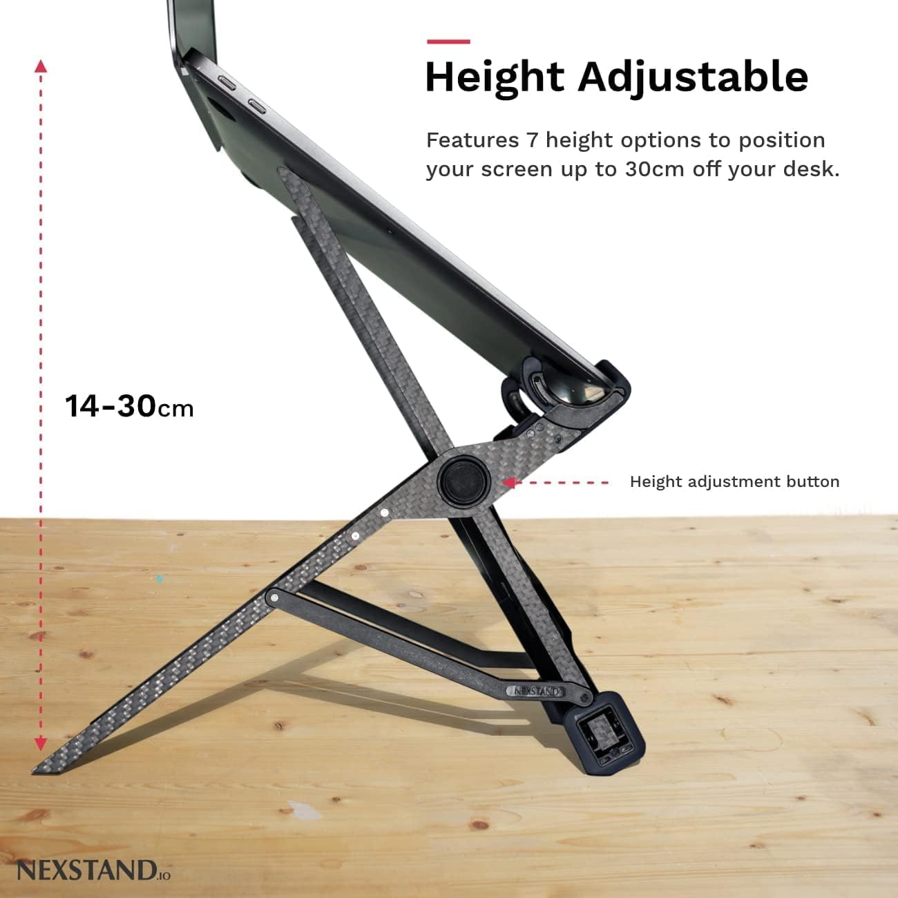 NEXSTAND K1 Laptop Stand, Carbon Fiber Foldable Portable Desktop Laptop Holder, 7 Levels Height Adjustable Ergonomic Laptop Riser