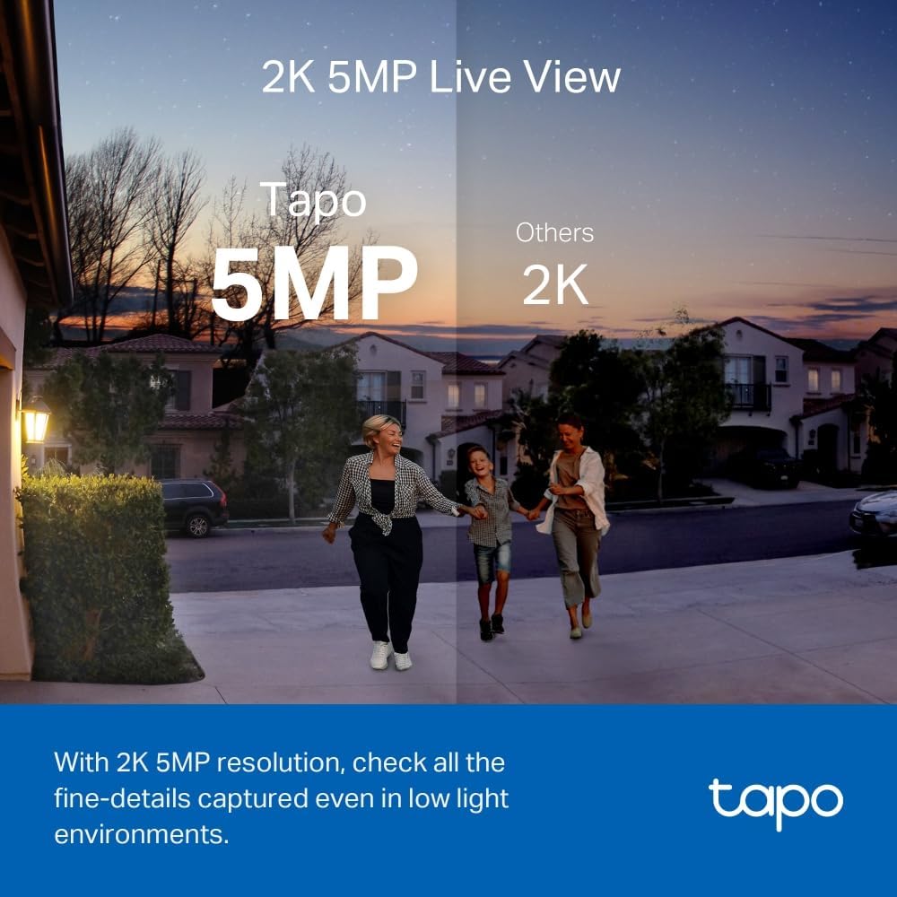 TP-Link Tapo Smart Battery Video Doorbell, Home Security System, 2K 5MP, Colour Night Vision, Flexible, Smart AI Detection, IP64, Anti-theft Alarm, Two-Way Audio, 180-Day Battery Life (Tapo D230S1)