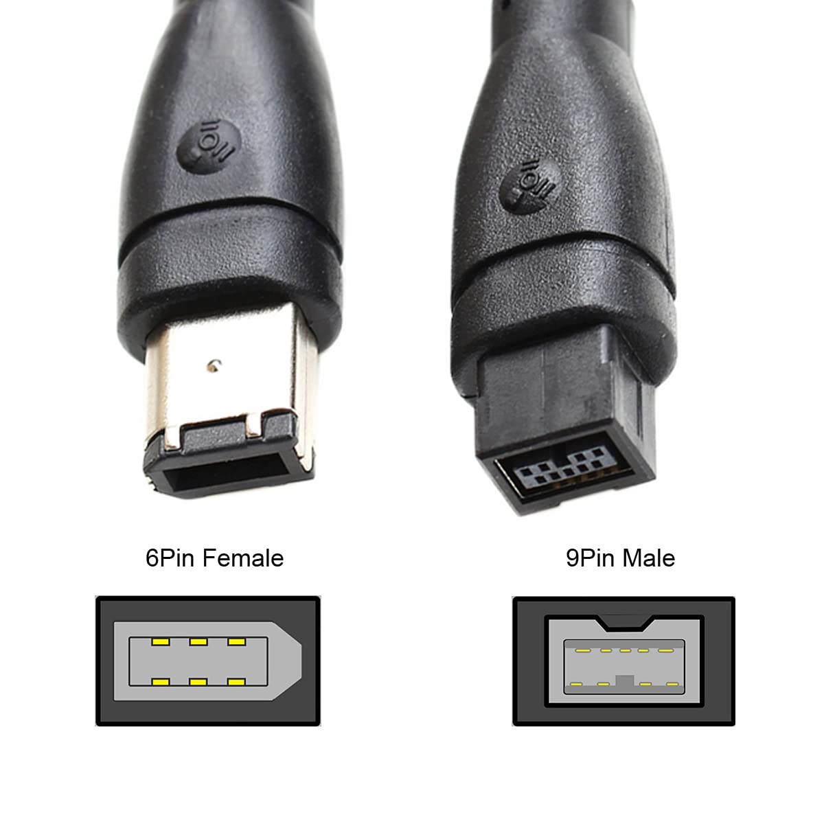 CY IEEE 1394 FireWire 800 (9-Pin) to 6-Pin Cable – 1.8m-1