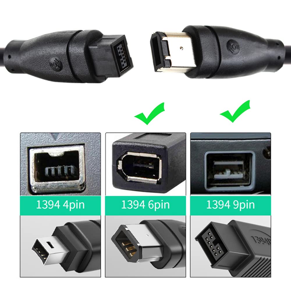 CY IEEE 1394 FireWire 800 (9-Pin) to 6-Pin Cable – 1.8m-5