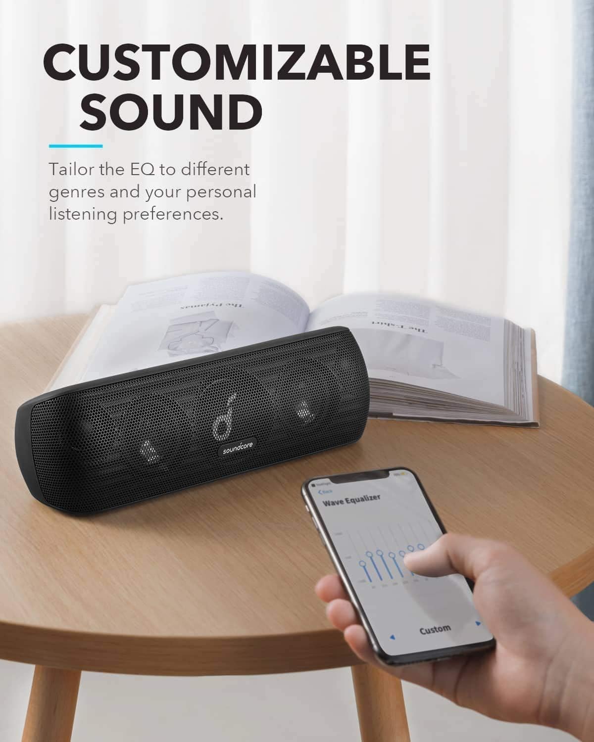 Anker Soundcore Motion+ Bluetooth Speaker with Hi-Res 30W Audio, BassUp, Wireless Speaker, App, Custom EQ, 12H Playtime, Waterproof, USB-C, For Home Office