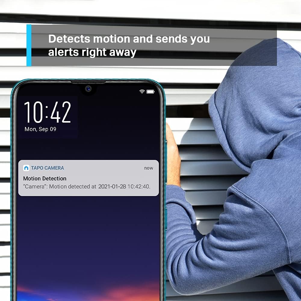 TP-Link Tapo Pan/Tilt AI Smart Home Security Wi-Fi Camera, Baby Monitor, 2K 3MP, Motion & Person Detection, Notification, Night Vision, SD Card Slot, Voice Control, No Hub Required (Tapo C210)