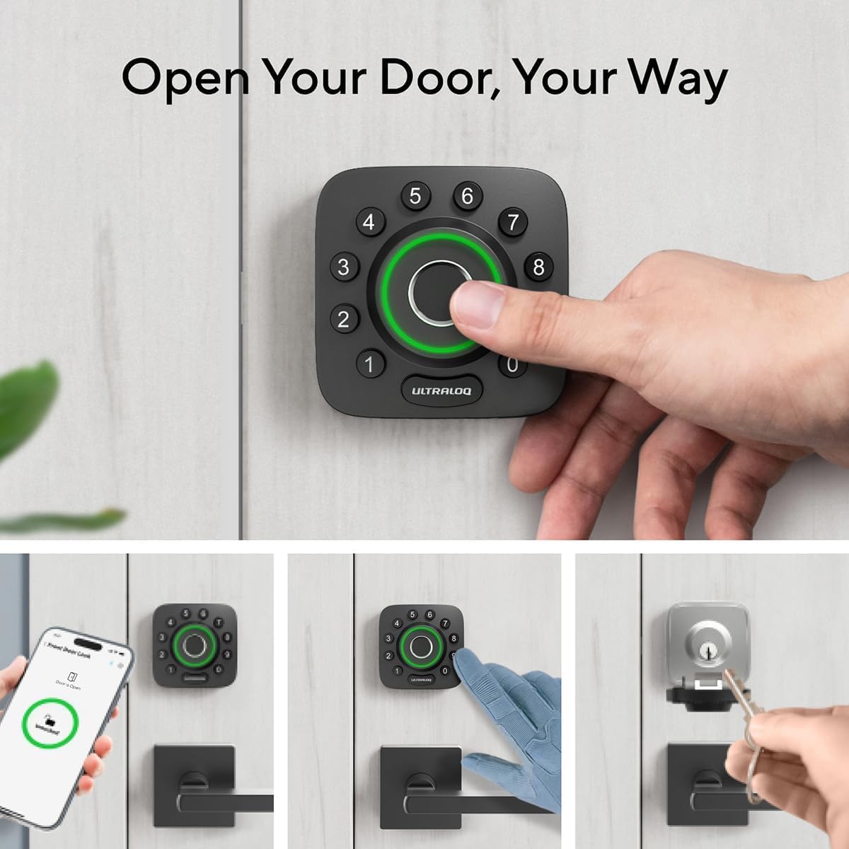 ULTRALOQ U-Bolt Pro WiFi Smart Lock with Built-in WiFi,8-in-1 Keyless Entry Door Lock with Door Sensor,Fingerprint Deadbolt,WiFi Door Lock,App Remote Control,Door Status Alert,Voice Control with Alexa