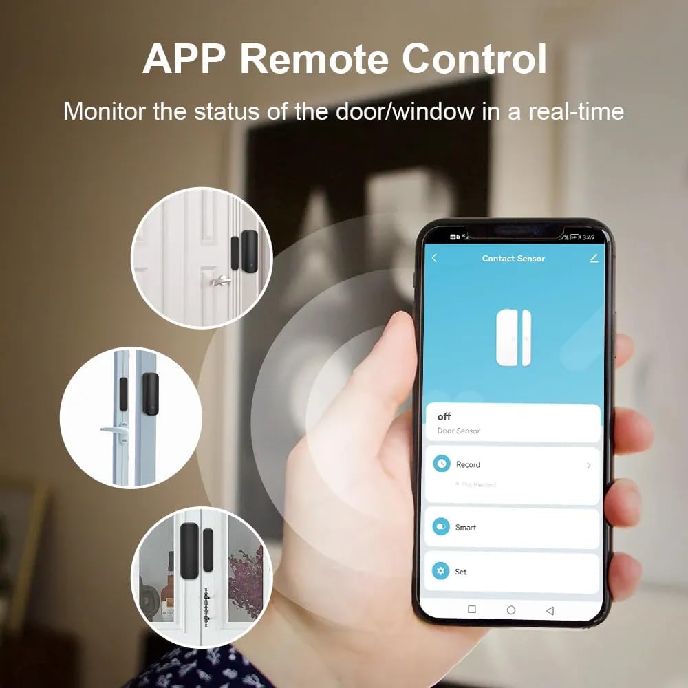 UanTii Tuya Smart Door/Window Open/Close Detector WiFi Door Contact Smart Home Security System Works with Smart Life App Woks with Alexa Works with Google Home