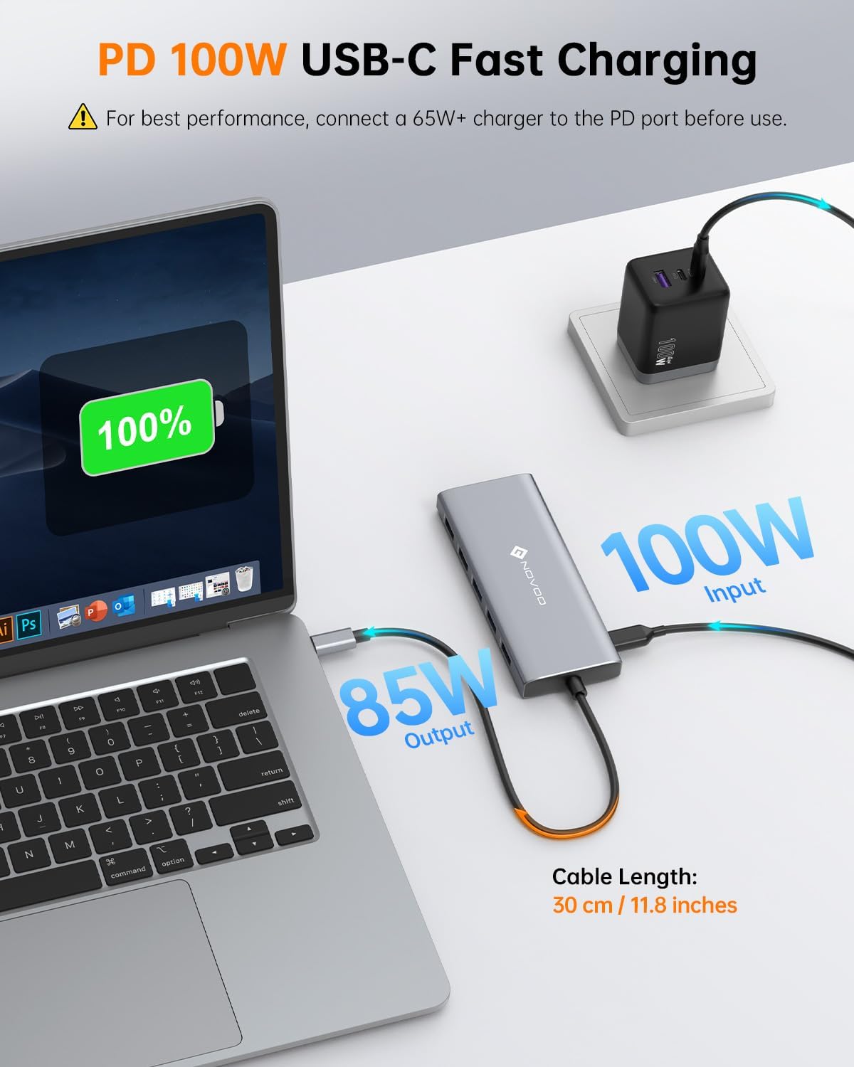 NOVOO 12-in-1 USB C Docking Station – Dual Monitor Laptop Dock with 2× HDMI, VGA, 100W PD, 5 USB Ports