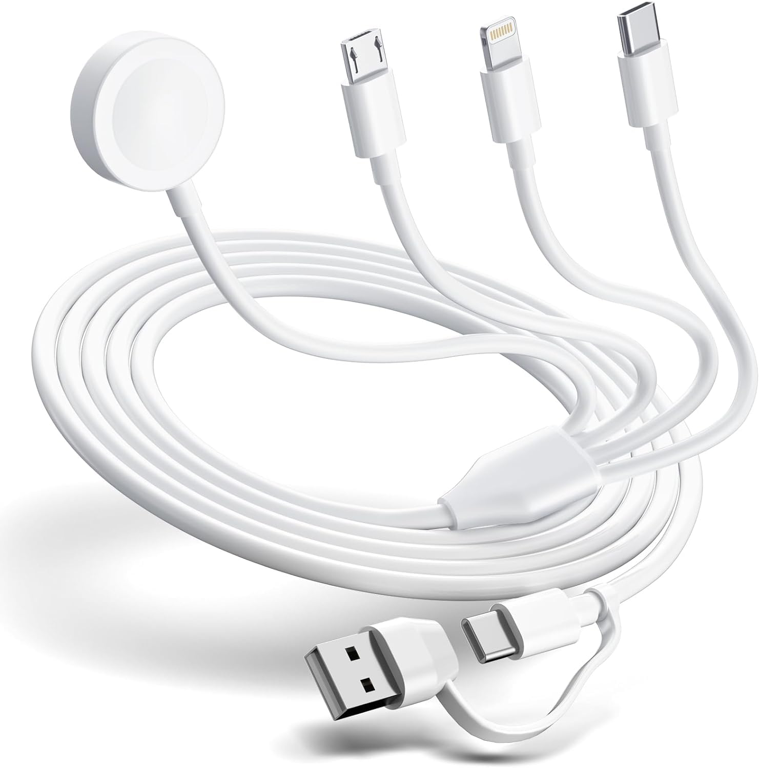 Gaya 4-in-2 Multi Charging Cable with Apple Watch Charger — White