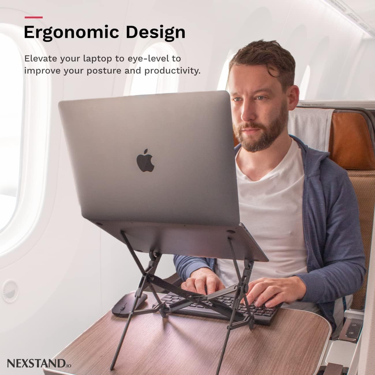 NEXSTAND K1 Laptop Stand, Carbon Fiber Foldable Portable Desktop Laptop Holder, 7 Levels Height Adjustable Ergonomic Laptop Riser