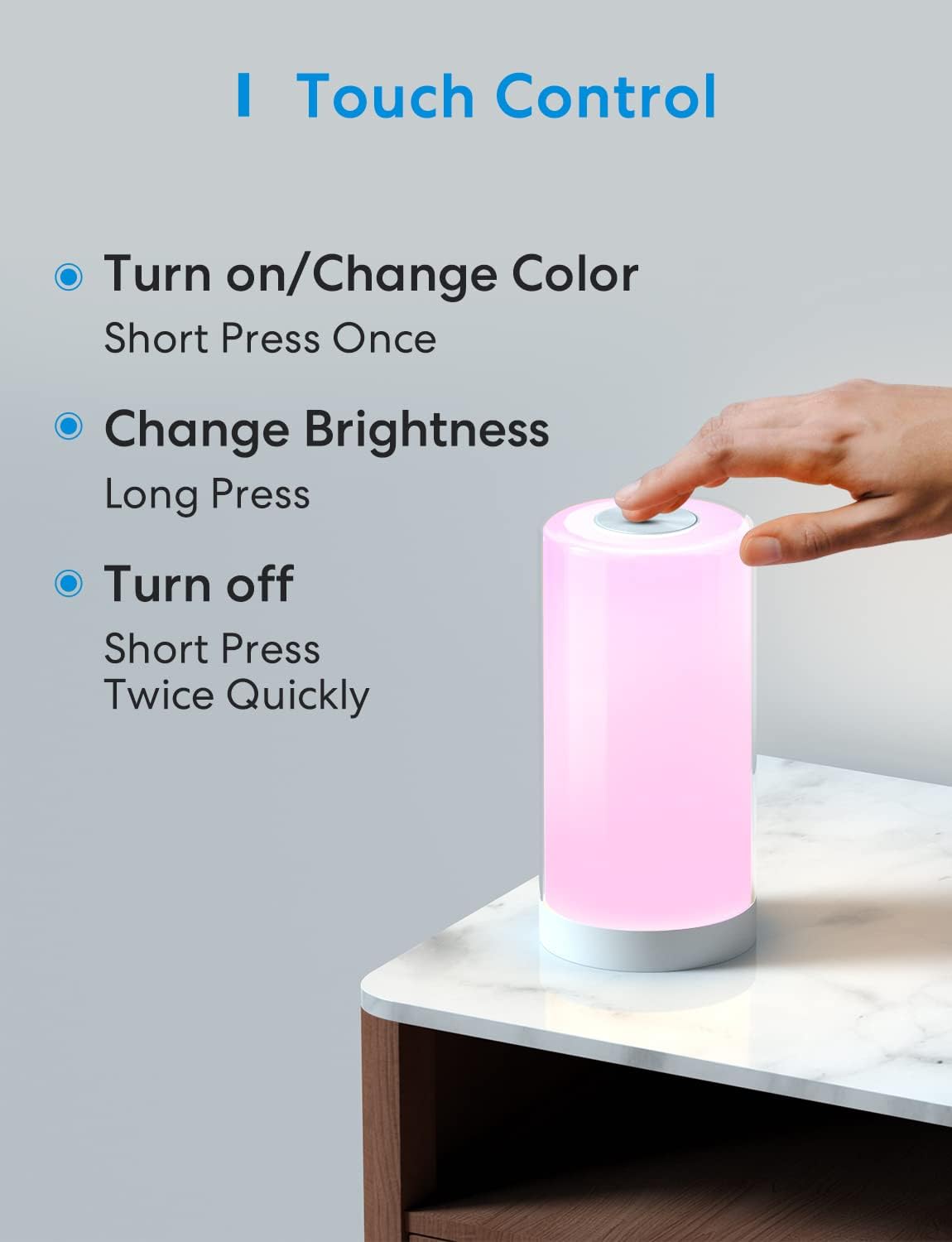 meross Smart Bedside Lamp Dimmable WiFi Table Lamp Night Light, Compatible with HomeKit (iOS13+), Alexa, Google Assistant and SmartThings, Tunable White and Multi-Color, Voice Control, Timer