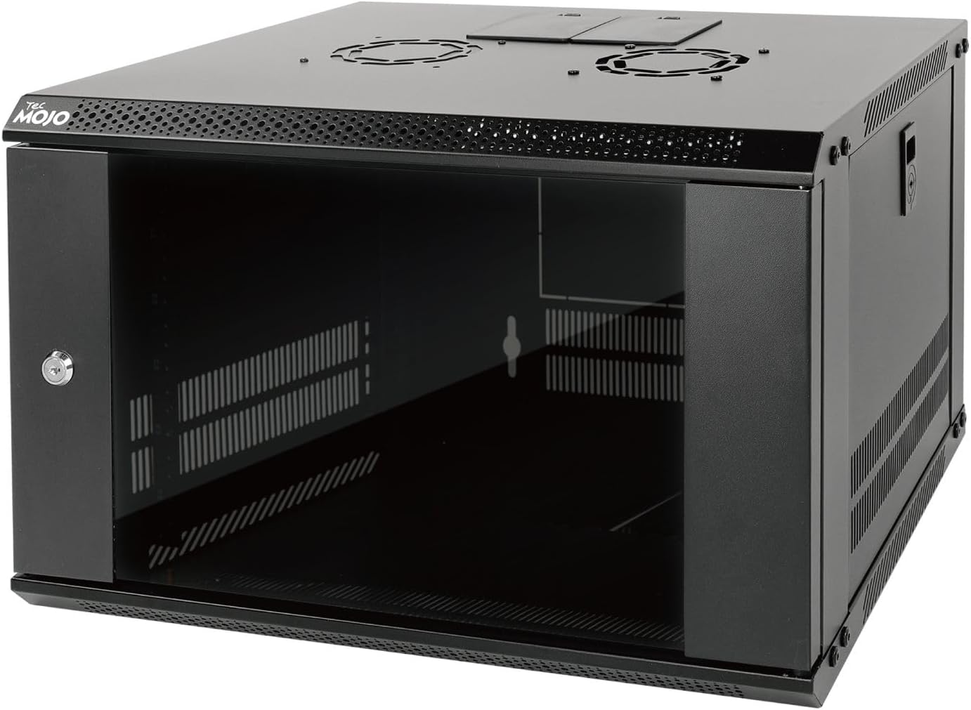 Tecmojo 6RU Wall Mount Network Cabinet – 450mm Deep, Lockable Glass Door, 50kg Load - Black