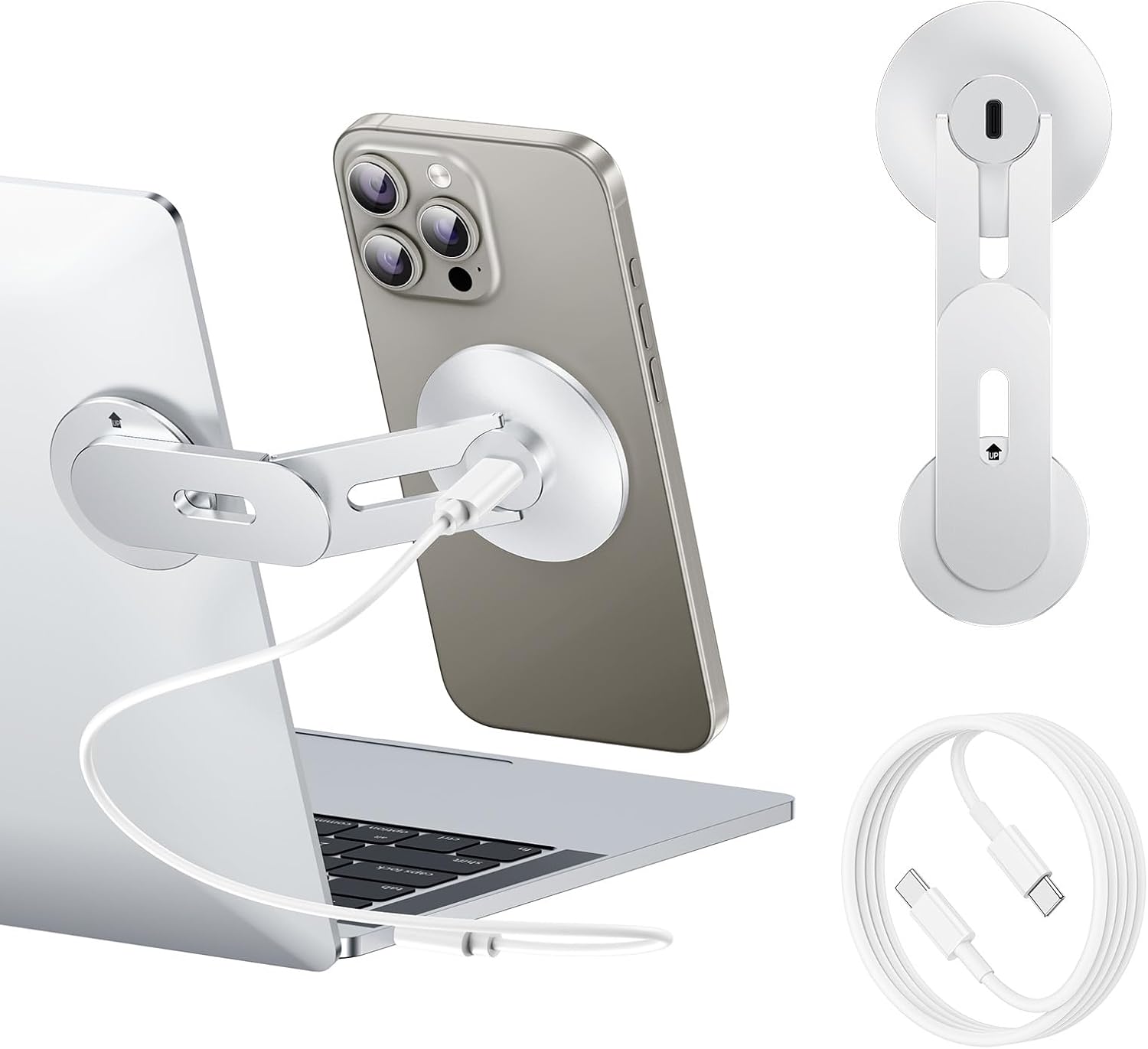 Magnetic Laptop Phone Holder with Wireless Charging (MagSafe Compatible)-1